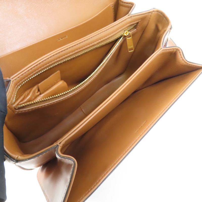 CELINE 塗層帆布/牛皮皮革Classique Triomphe Bag金扣肩背袋-5