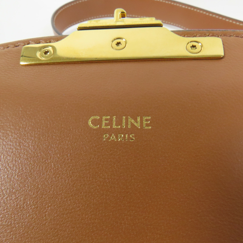 CELINE 塗層帆布/牛皮皮革Classique Triomphe Bag金扣肩背袋-8