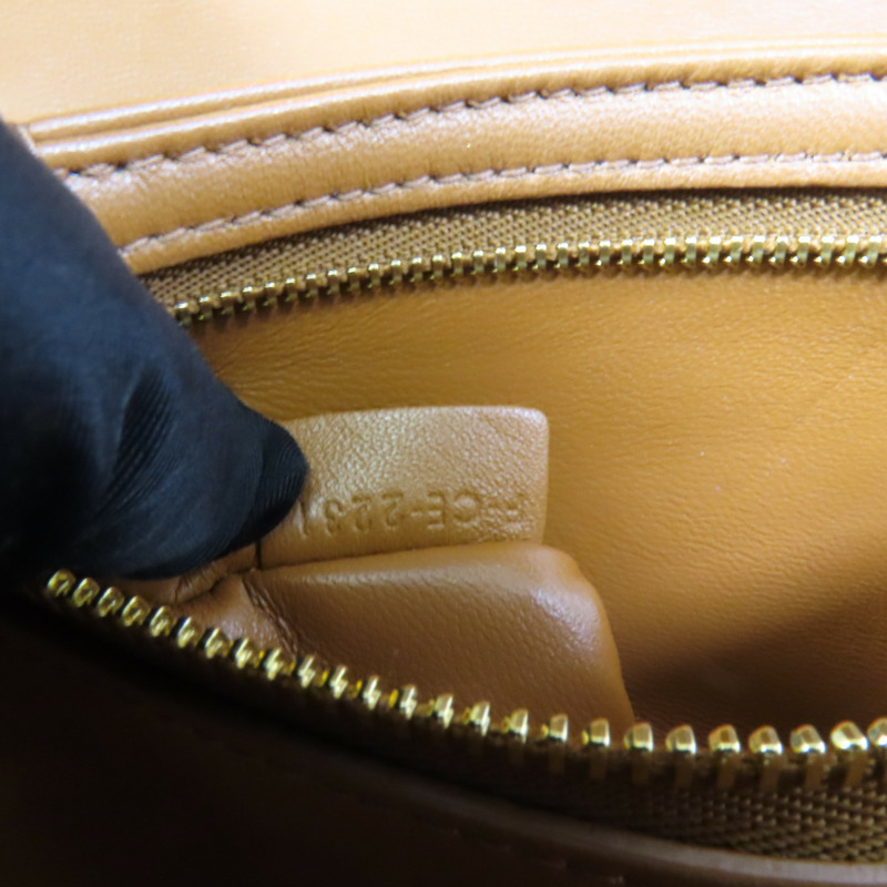 CELINE 塗層帆布/牛皮皮革Classique Triomphe Bag金扣肩背袋-11