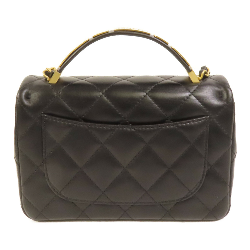 CHANEL 牛皮皮革Top Handle金扣手挽肩背兩用袋-1