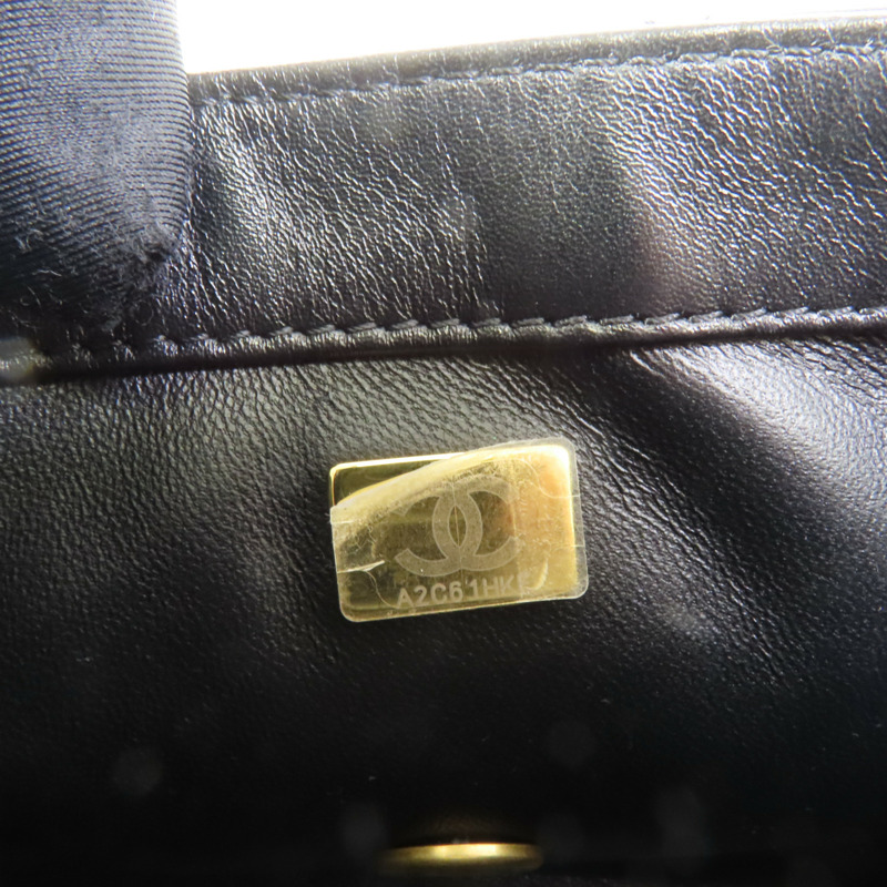 CHANEL 牛皮皮革Top Handle金扣手挽肩背兩用袋-9