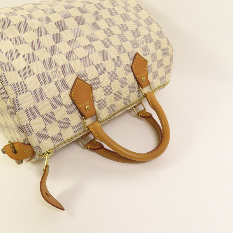 LOUIS VUITTON Damier Azur Speedy 30金扣手挽袋-4