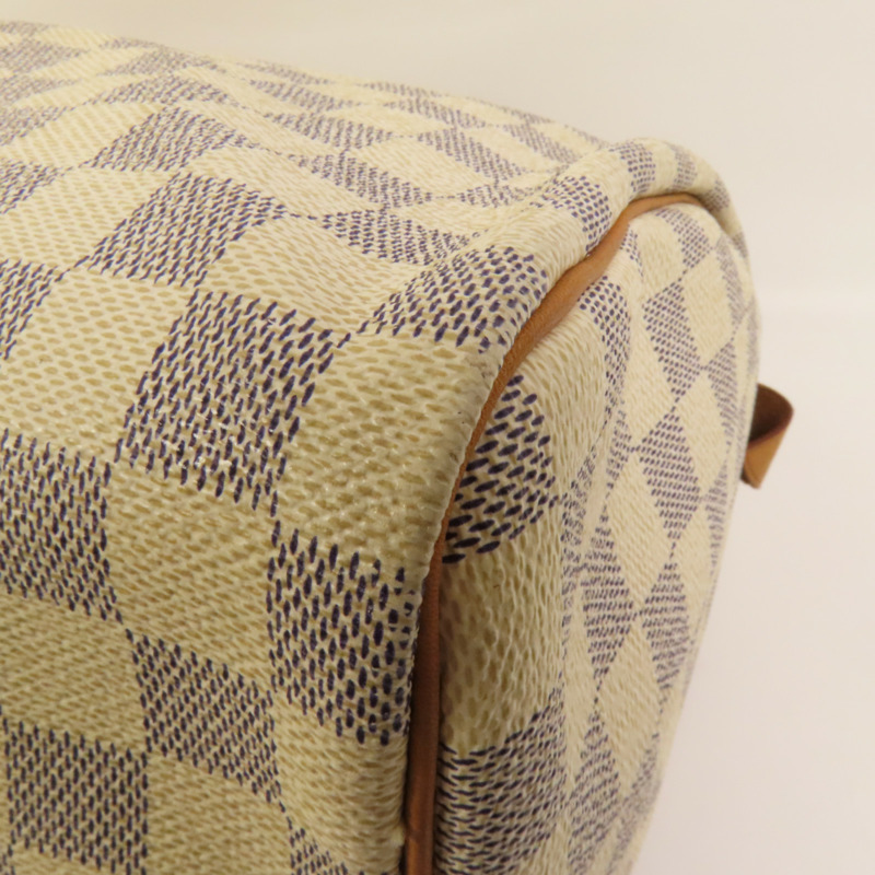 LOUIS VUITTON Damier Azur Speedy 30金扣手挽袋-10