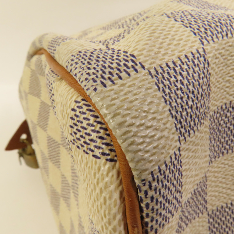 LOUIS VUITTON Damier Azur Speedy 30金扣手挽袋-13