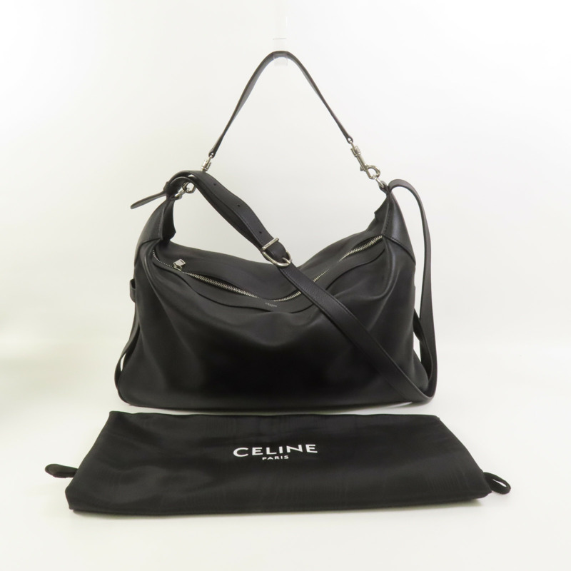 CELINE 牛皮皮革Romy銀扣手挽肩背兩用袋-10