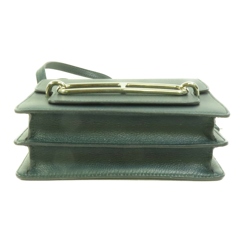 HERMES Evercolor皮革Roulis Mini銀扣肩背袋Vert Bosphore-3
