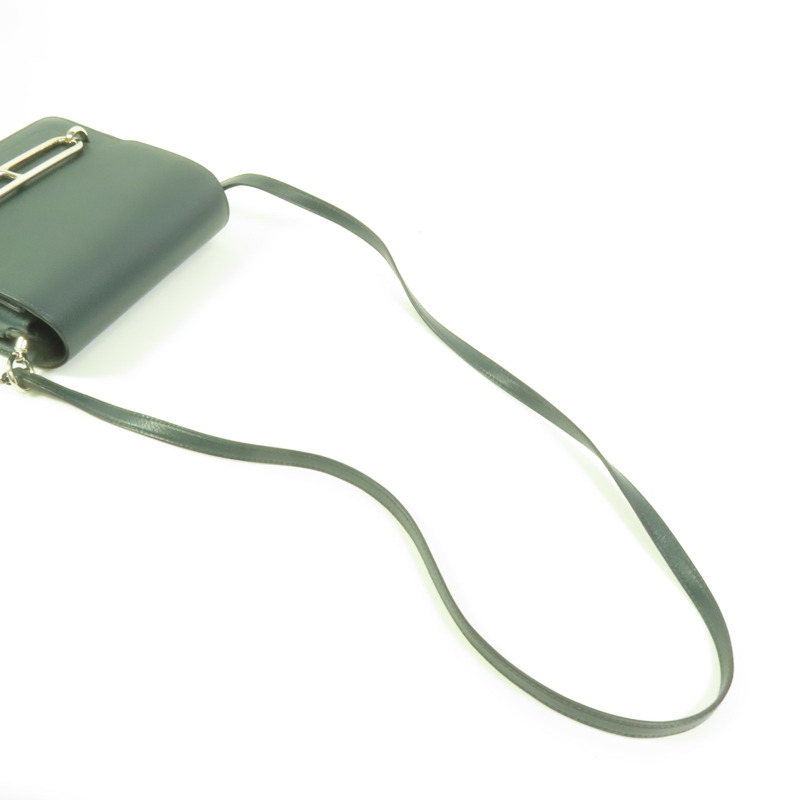 HERMES Evercolor皮革Roulis Mini銀扣肩背袋Vert Bosphore-4