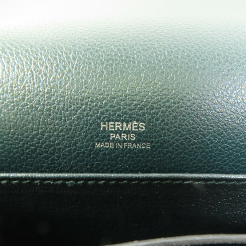 HERMES Evercolor皮革Roulis Mini銀扣肩背袋Vert Bosphore-6