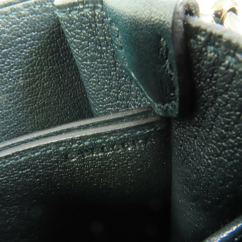 HERMES Evercolor皮革Roulis Mini銀扣肩背袋Vert Bosphore-8