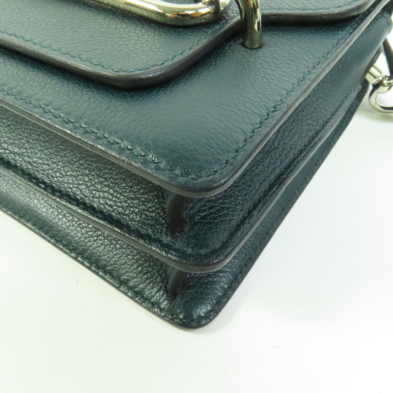 HERMES Evercolor皮革Roulis Mini銀扣肩背袋Vert Bosphore-10