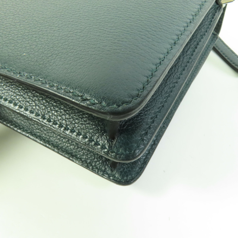 HERMES Evercolor皮革Roulis Mini銀扣肩背袋Vert Bosphore-12