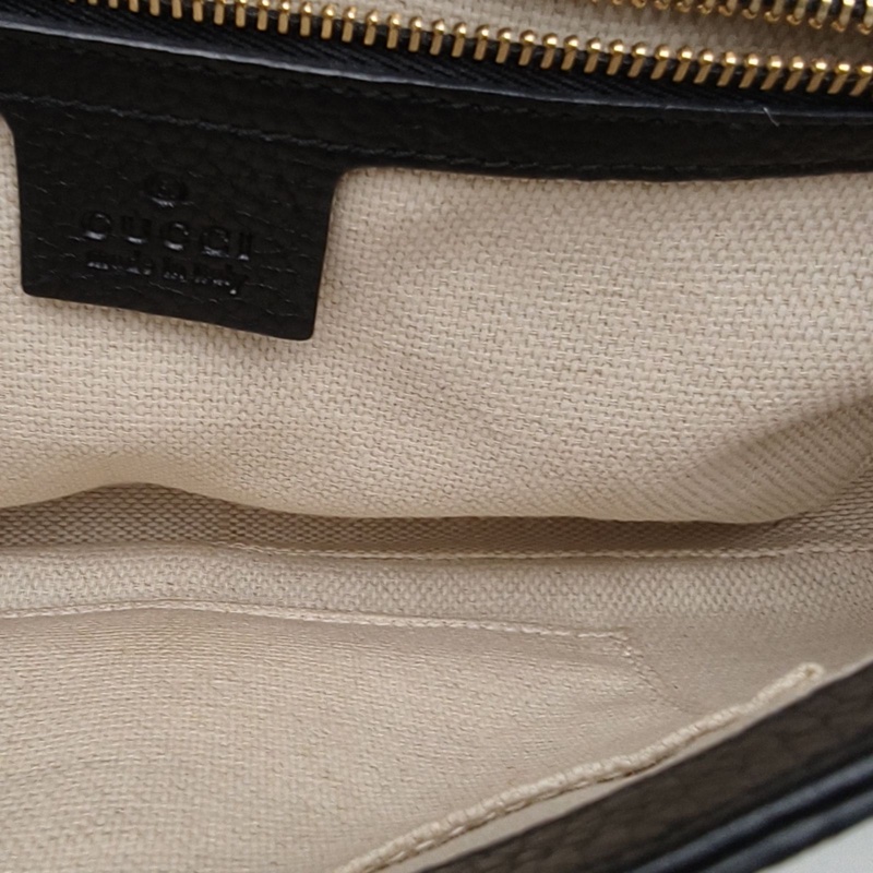 GUCCI 黑色牛皮金扣SOHO流蘇鏈條包斜挎包-4