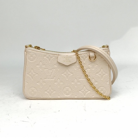 LOUIS VUITTON Easypouch單肩腋下包全皮壓紋米白色牛皮金扣晶片