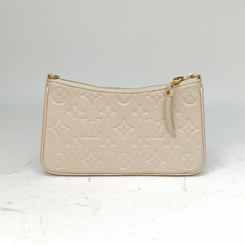 LOUIS VUITTON Easypouch單肩腋下包全皮壓紋米白色牛皮金扣晶片-2