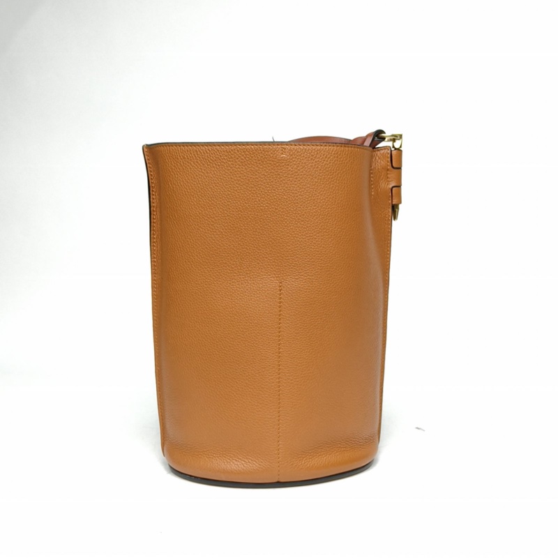 LOEWE 焦糖色牛皮金扣getepucketbag水桶包肩背包-2