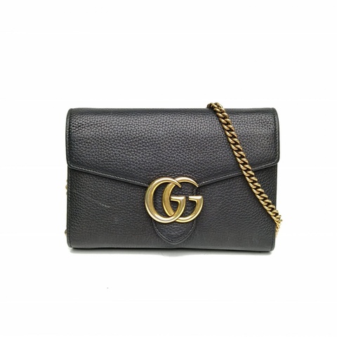 GUCCI Interlock風琴包小號20黑色牛皮金扣肩背包