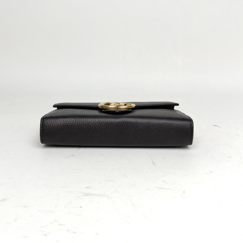 GUCCI Interlock風琴包小號20黑色牛皮金扣肩背包-3