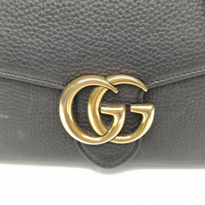 GUCCI Interlock風琴包小號20黑色牛皮金扣肩背包-4