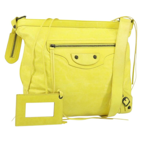 BALENCIAGA The Messenger 單肩包，黃色皮革，貨號 177289，正品號 170768V