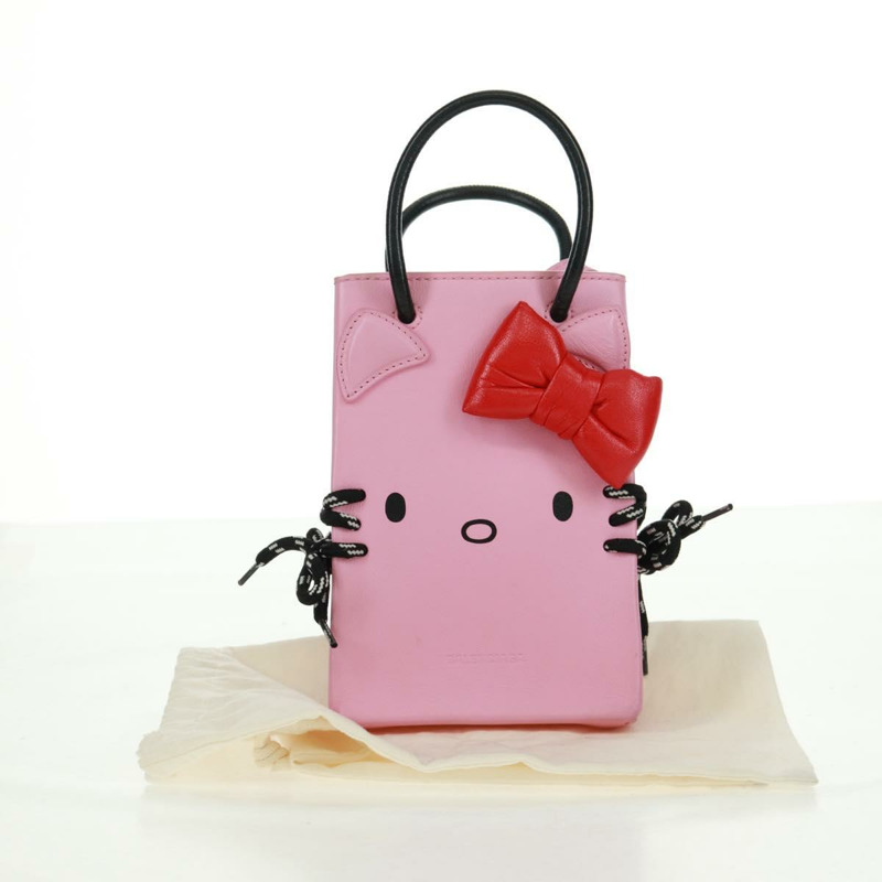【日本直送】BALENCIAGA 2020春夏 Hello Kitty 手提包 小牛皮 兩用 粉紅色 619043 正品 170731SM-11