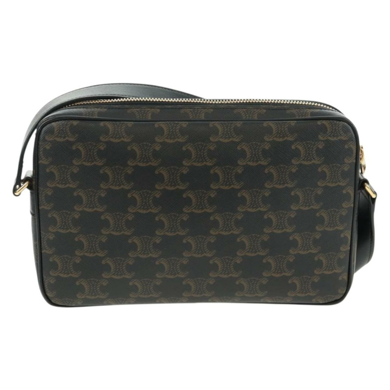 【日本直送】CELINE Triomphe 中斜背包/肩背包 PVC 黑色金色 正品 BA9639M-2