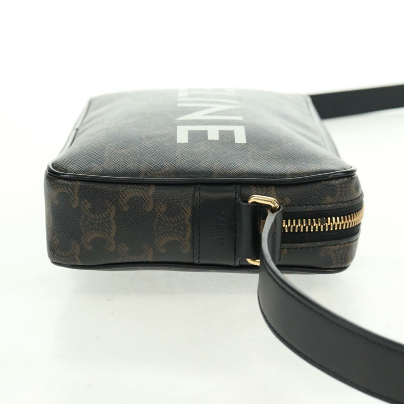 【日本直送】CELINE Triomphe 中斜背包/肩背包 PVC 黑色金色 正品 BA9639M-4