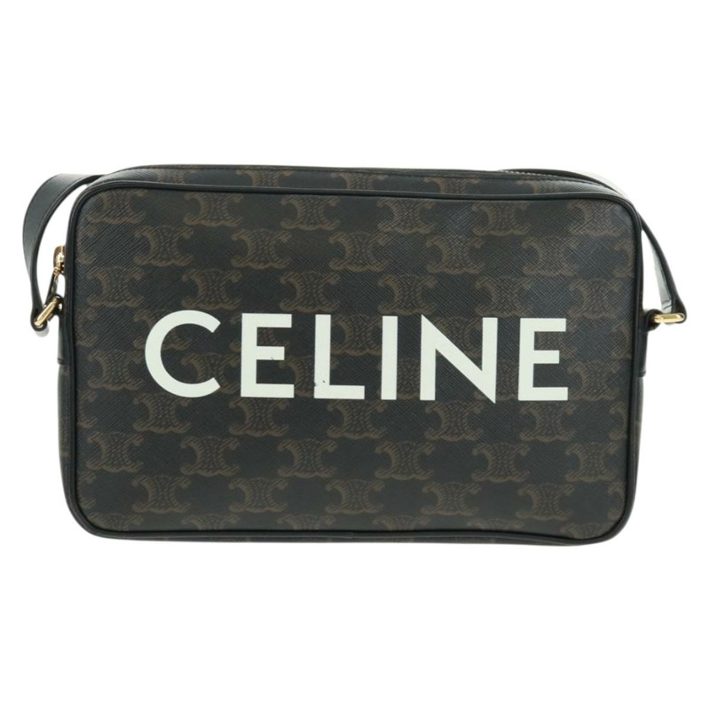 【日本直送】CELINE Triomphe 中斜背包/肩背包 PVC 黑色金色 正品 BA9639M-12