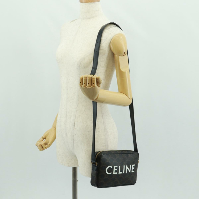 【日本直送】CELINE Triomphe 中斜背包/肩背包 PVC 黑色金色 正品 BA9639M-23