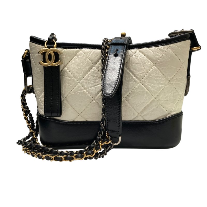 CHANEL 香奈兒 A91810 Gabrielle Hobo 羊皮 肩背包 拚色 雙色鍊-0