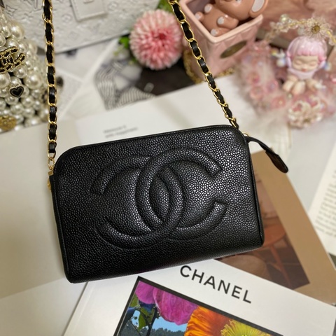 Chanel香奈兒荔枝雙C化妝包鏈條包🏅