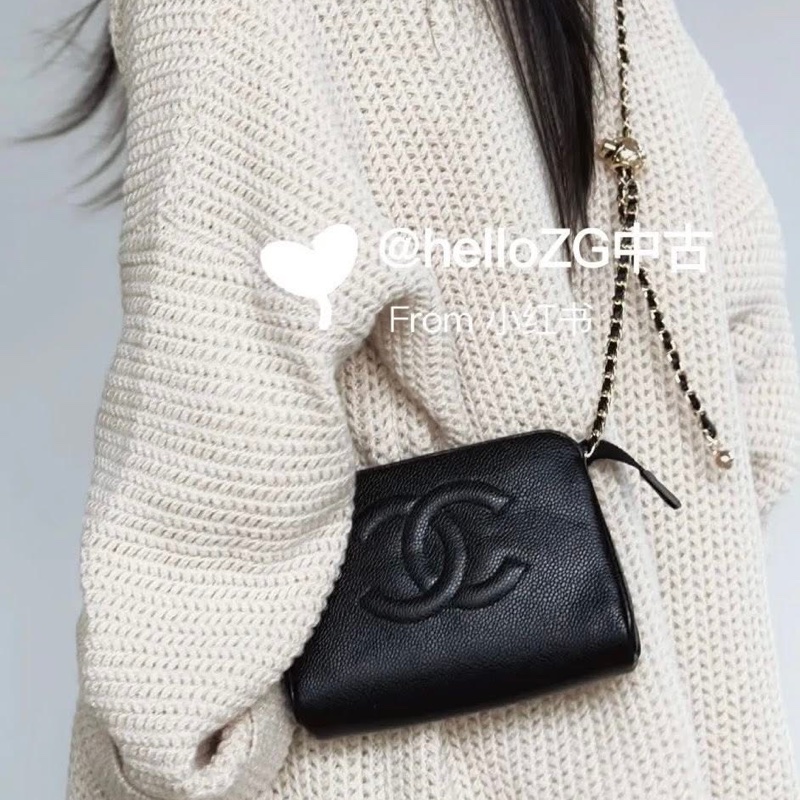 Chanel香奈兒荔枝雙C化妝包鏈條包🏅-4