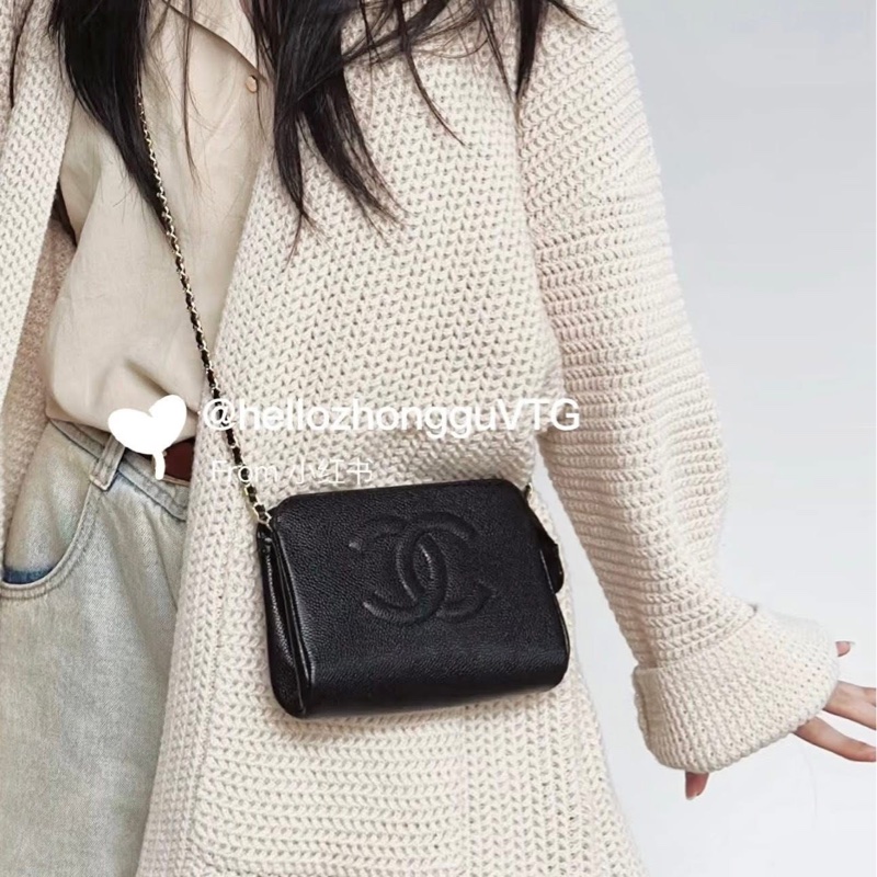 Chanel香奈兒荔枝雙C化妝包鏈條包🏅-5