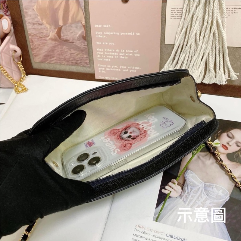 Chanel香奈兒荔枝雙C化妝包鏈條包🏅-7