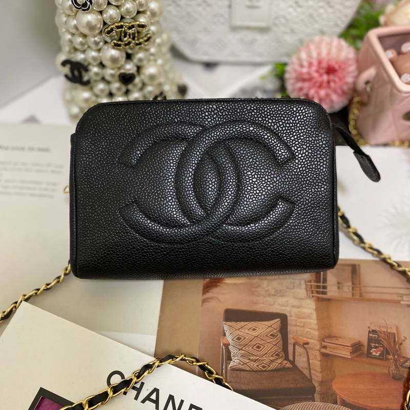 Chanel香奈兒荔枝雙C化妝包鏈條包🏅-8