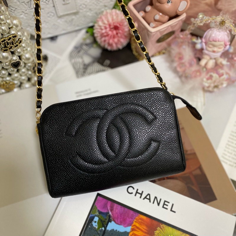 Chanel香奈兒荔枝雙C化妝包鏈條包🏅-9