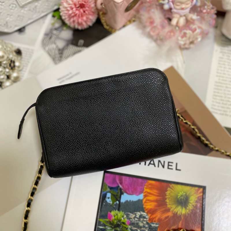 Chanel香奈兒荔枝雙C化妝包鏈條包🏅-11