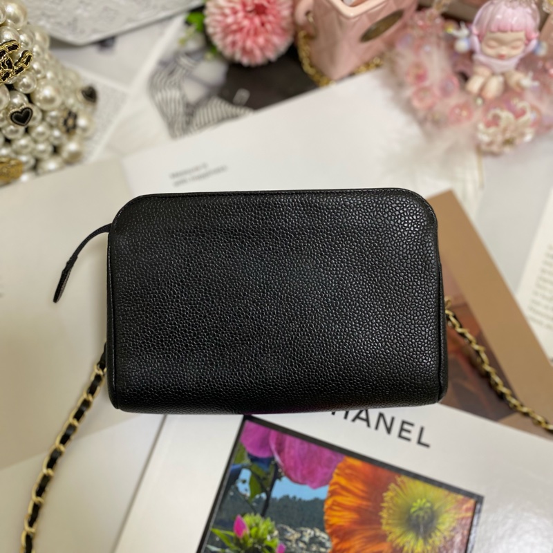 Chanel香奈兒荔枝雙C化妝包鏈條包🏅-12