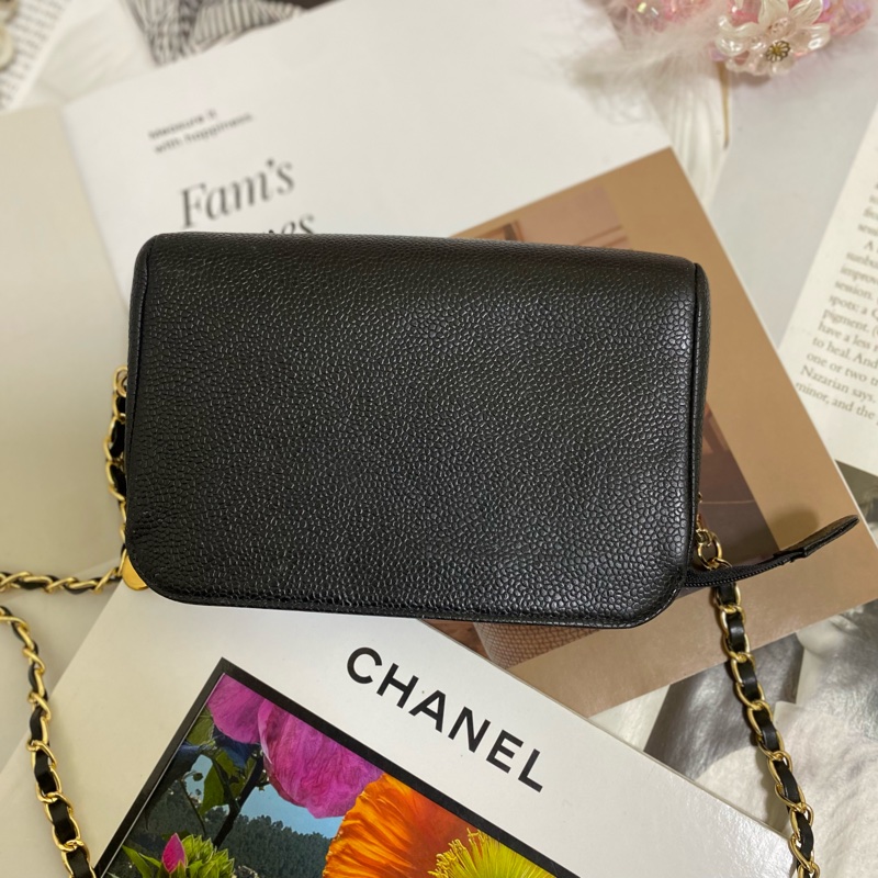 Chanel香奈兒荔枝雙C化妝包鏈條包🏅-20