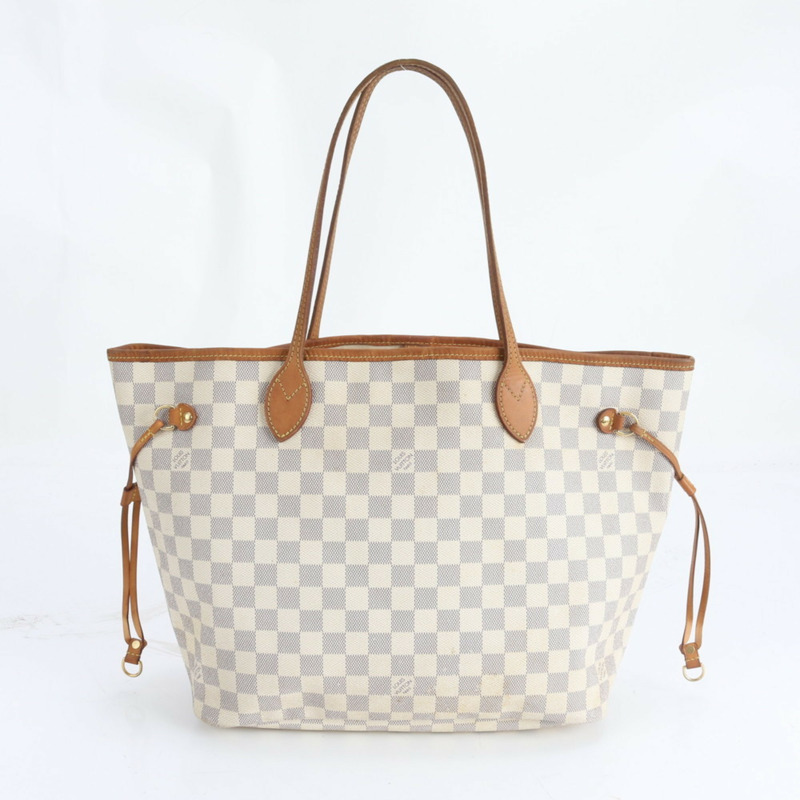 路易威登 Damier Azur Neverfull MM N51107 女士真皮手提包/單肩包-0