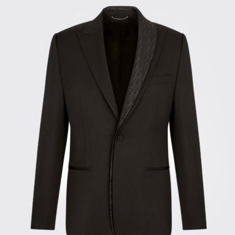 Dior asymmetrical oblique collar black wool blazer jacket 48 西裝外套