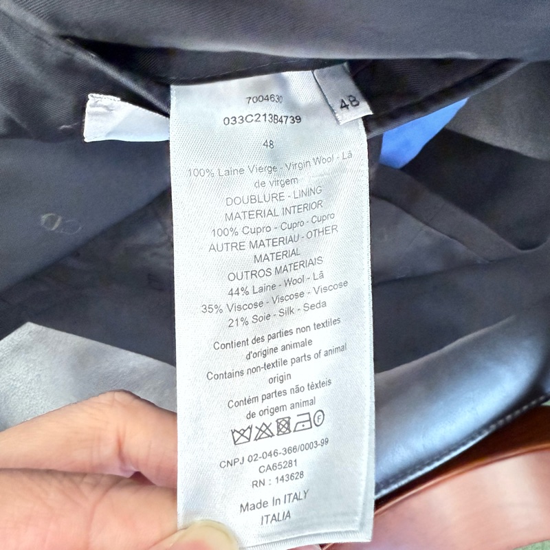 Dior asymmetrical oblique collar black wool blazer jacket 48 西裝外套-5