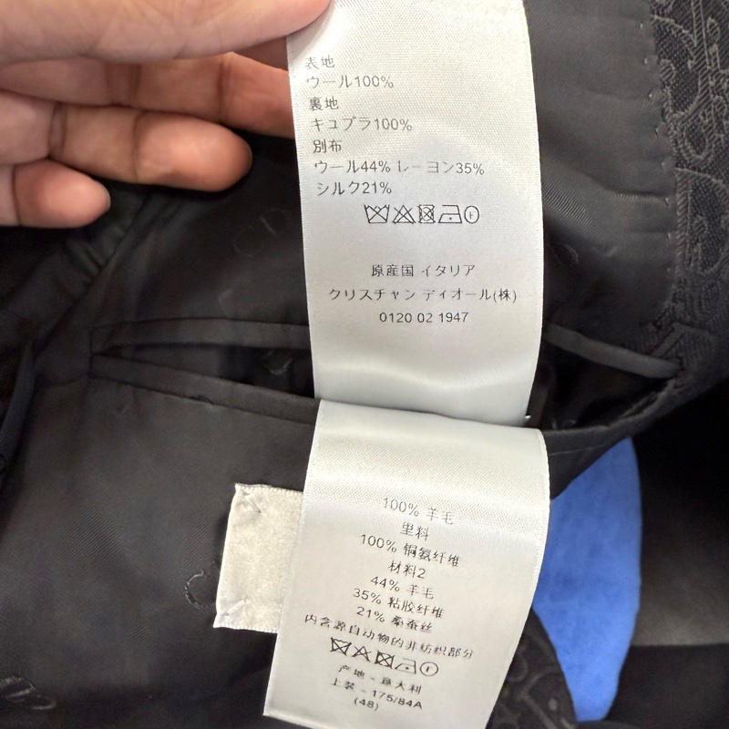 Dior asymmetrical oblique collar black wool blazer jacket 48 西裝外套-6