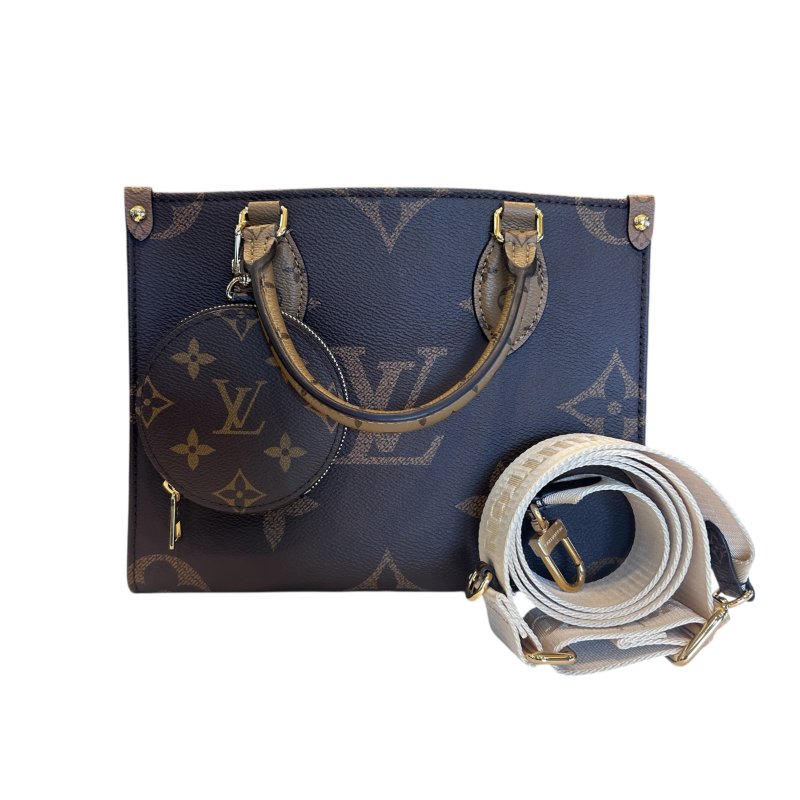 LV雙色大字紋ON THE GO兩用包/小款-0