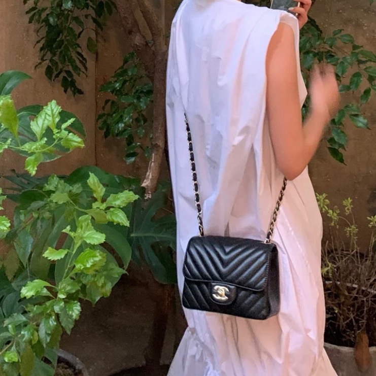 ✨Chanel V紋 CF方胖子 99新 超級實用🖤-0