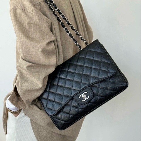 ✨Chanel 黑銀 CF jumbo 98新 經典好看🖤