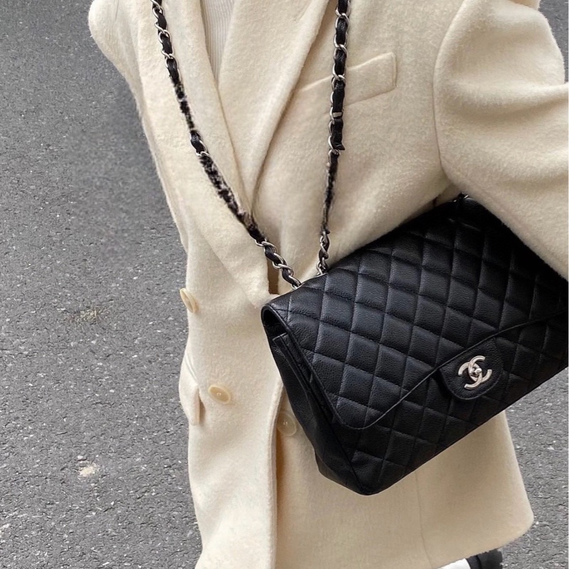 ✨Chanel 黑銀 CF jumbo 98新 經典好看🖤-1