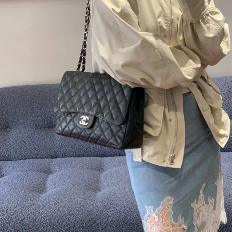 ✨Chanel 黑銀 CF jumbo 98新 經典好看🖤-2