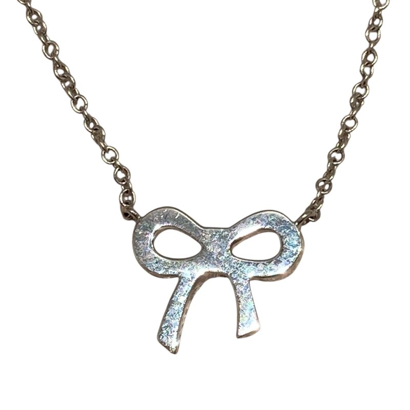 TIFFANY&CO. 蒂芙尼 METRO BOW NECKLACE 項鍊 K18 鑽石 銀白色-1