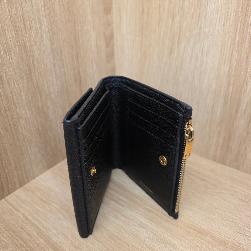 [ 甜價出！😍] YSL 黑粒面牛皮金釦UpTown短夾-3