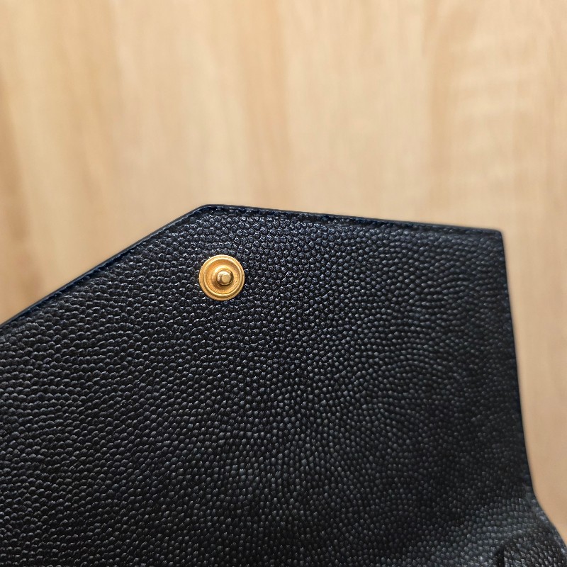 [ 甜價出！😍] YSL 黑粒面牛皮金釦UpTown短夾-5